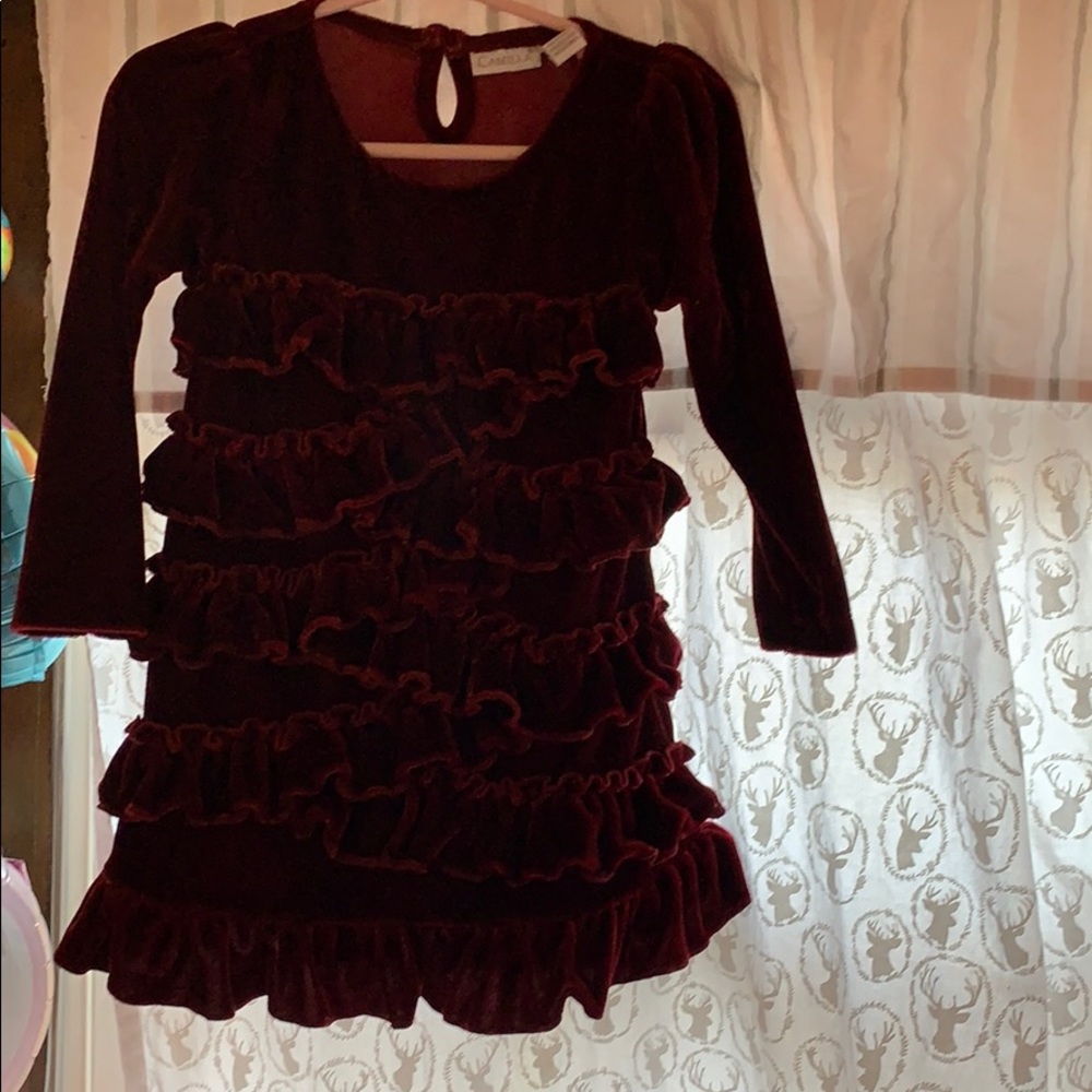 Burgundy velvet dress